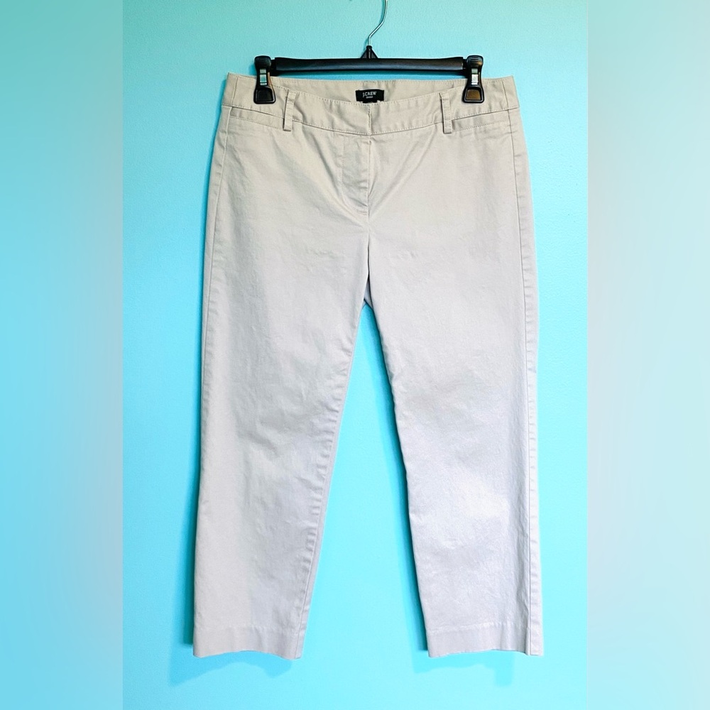 VGUC JCrew 2P 2 Petite City Fit Capri Stone Vtg 2010 P2 XSP Pants Stretch Cotton